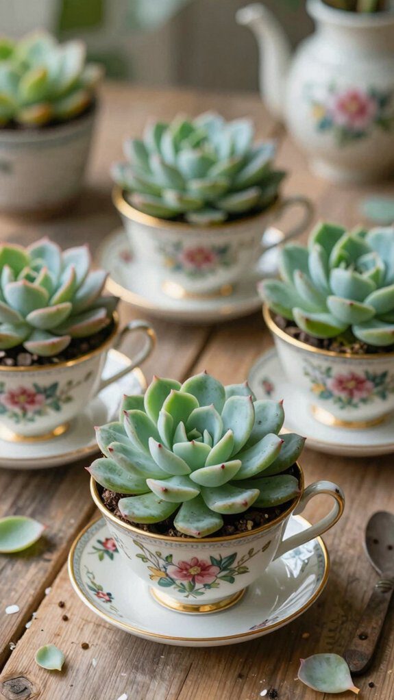 upcycled teacup succulent gardens