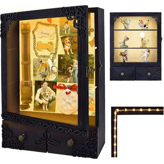 11x16 lighted shadowbox frame with drawer