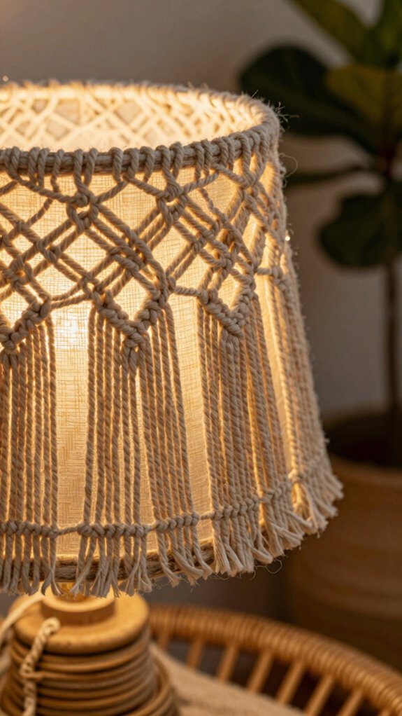 bohemian macrame wrapped lampshade