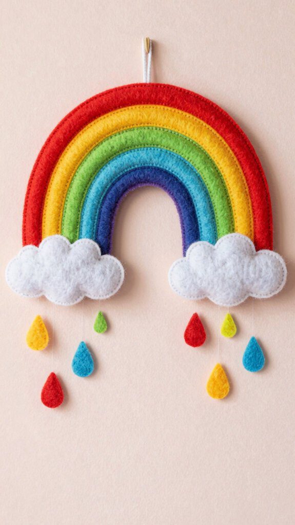 colorful felt rainbow hanging