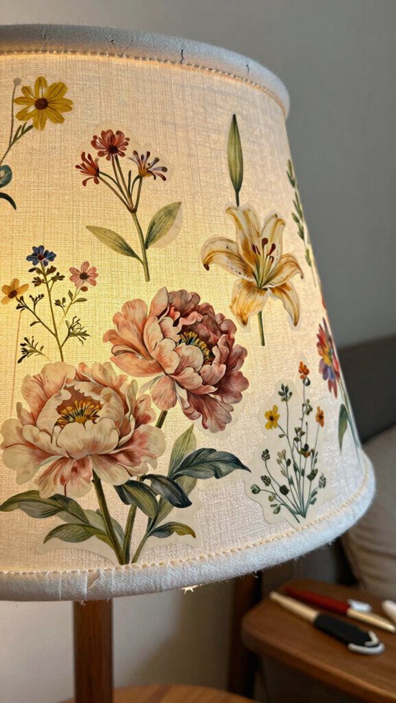 cottagecore floral decoupage lampshade