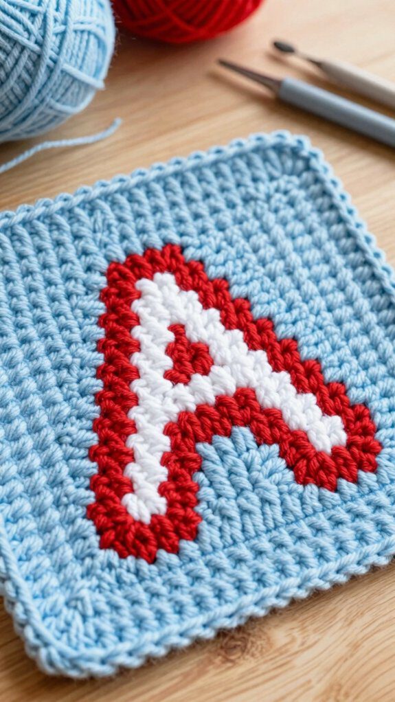 crochet alphabet pixel squares