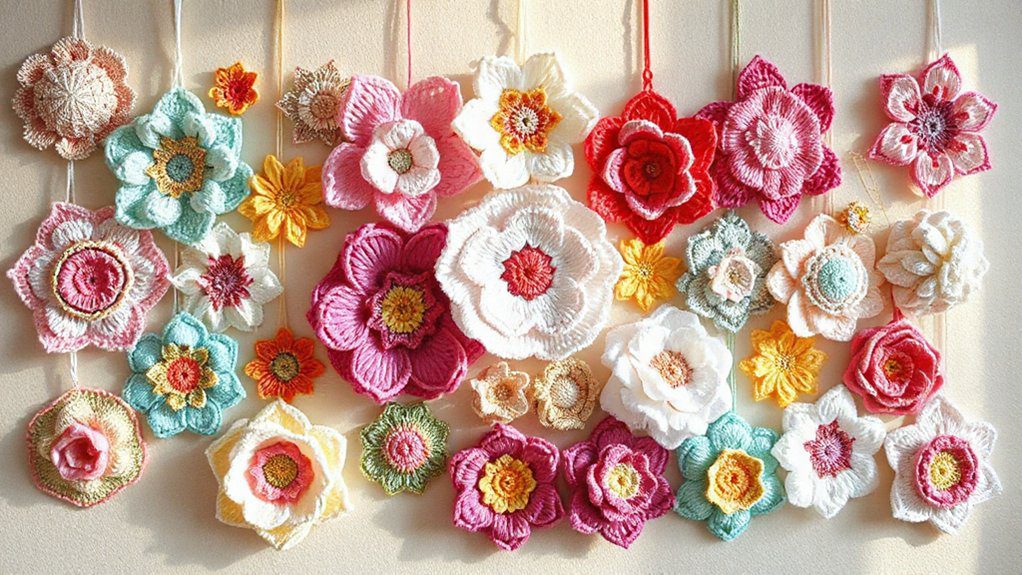 crochet flower wall hangings