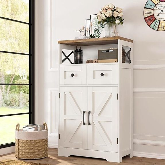 farmhouse white storage cabinet