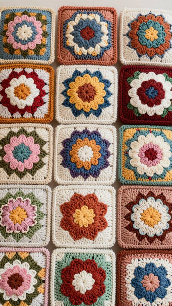 flower grid pillow designs