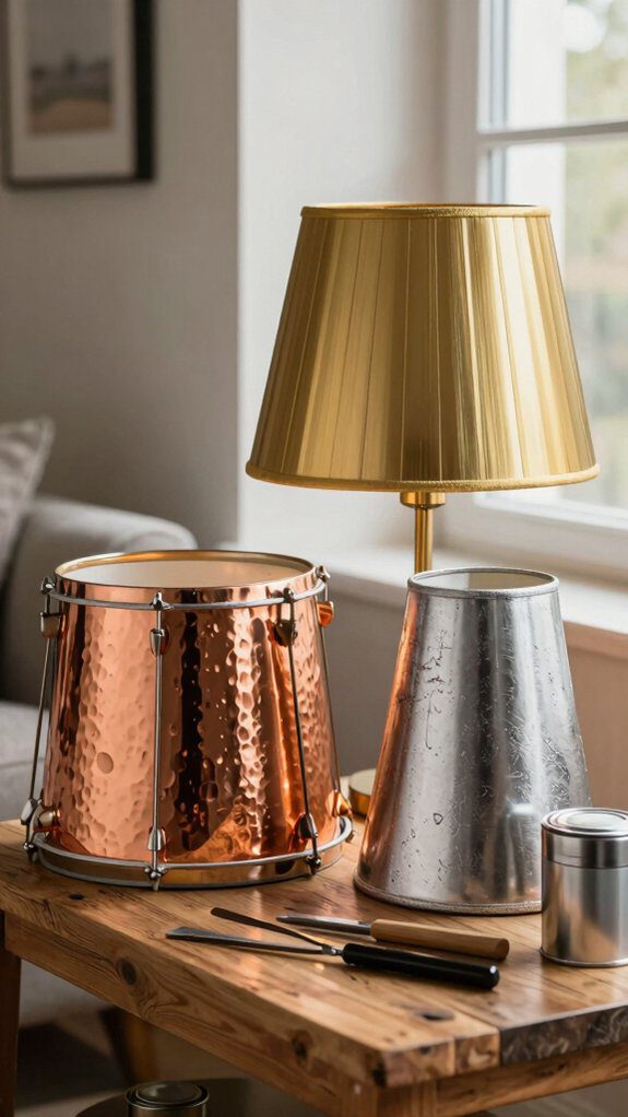 metallic spray lampshade makeover