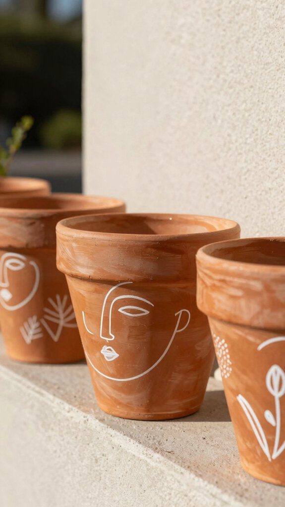 minimal white line pottery