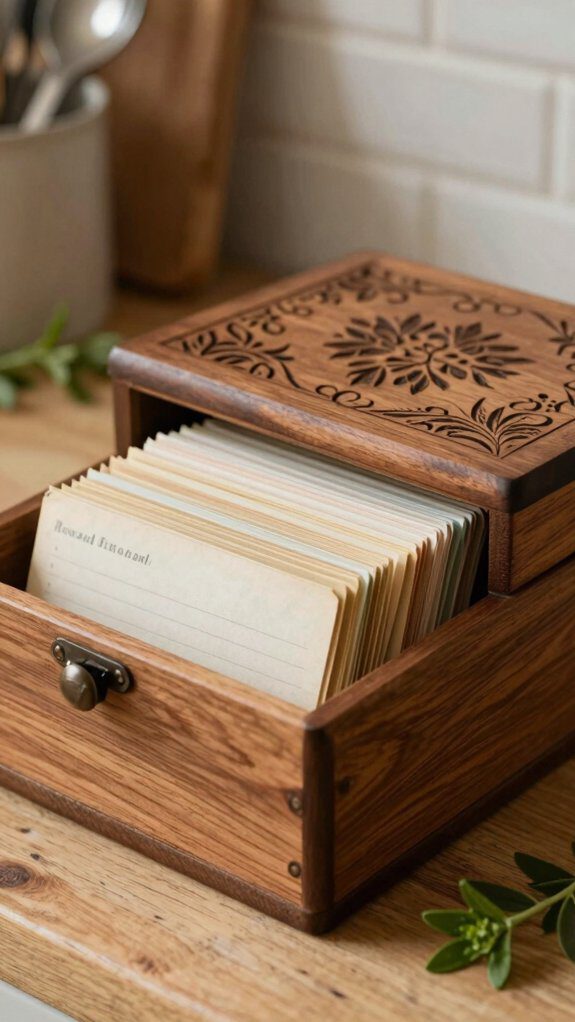 personalized wooden recipe box