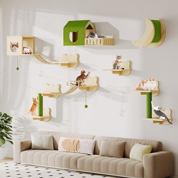 solid wood cat shelves