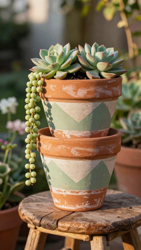 terracotta pots painted sage