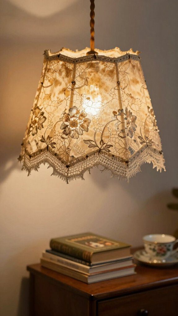 thrifted lace lampshade makeover