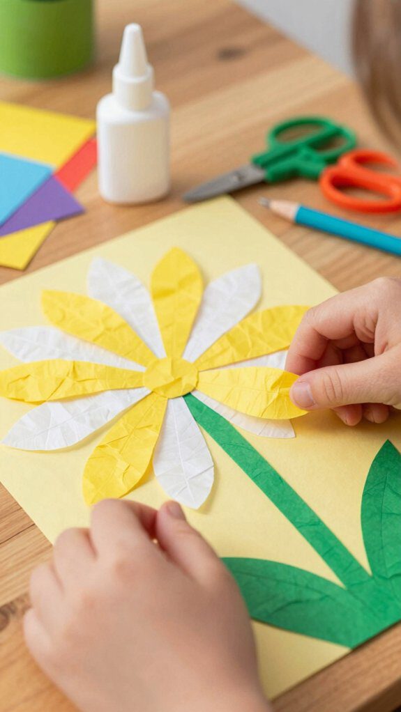 tissue paper dandelion collage
