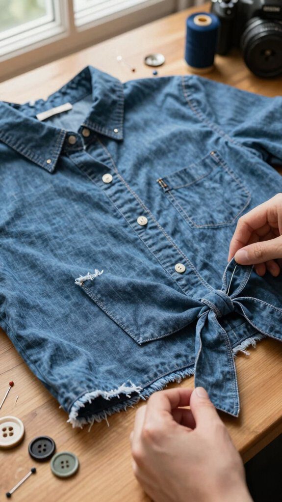 upcycled cropped tie front