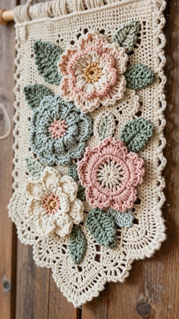 vintage crochet flower wall hangings