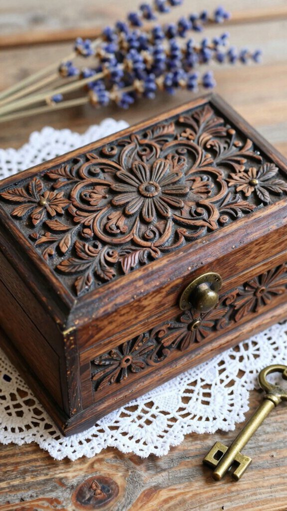 vintage wooden keepsake box