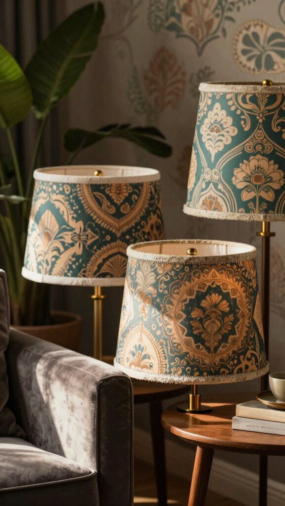 wallpaper lined lampshade interior pop