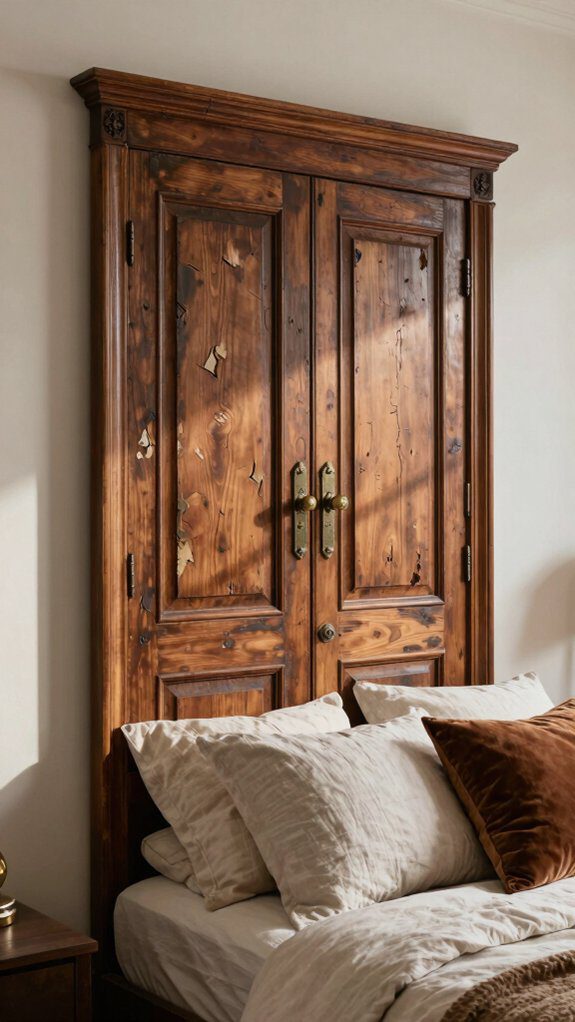 weathered solid wood vintage headboard