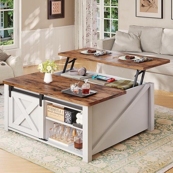 white lift top coffee table