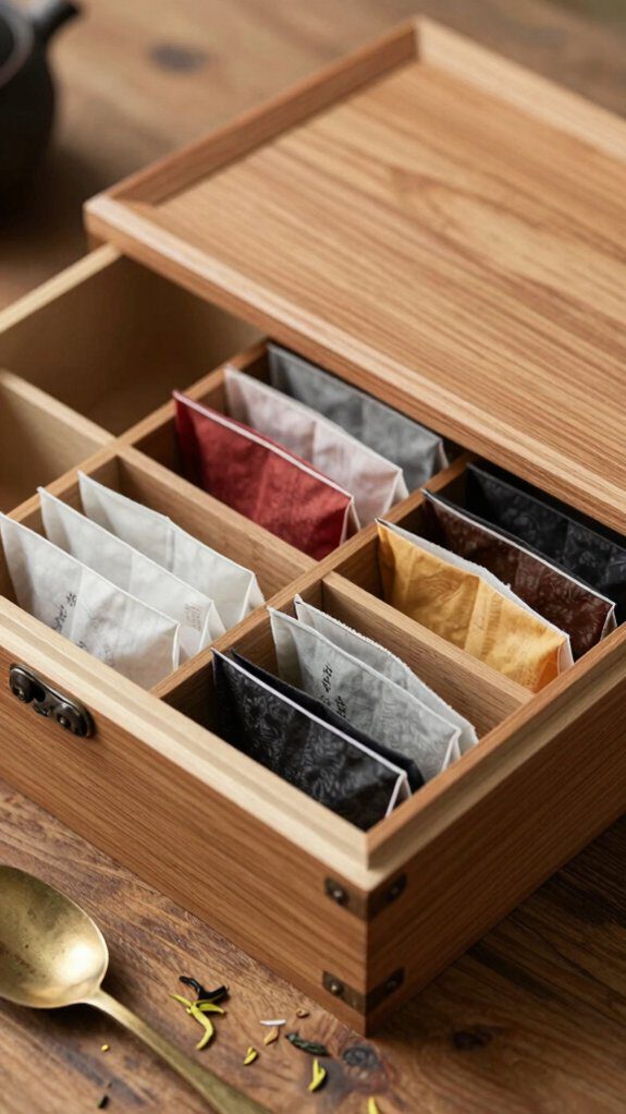 wooden tea box organizer
