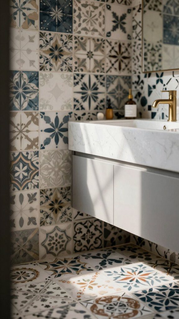 high contrast patterned tile styling