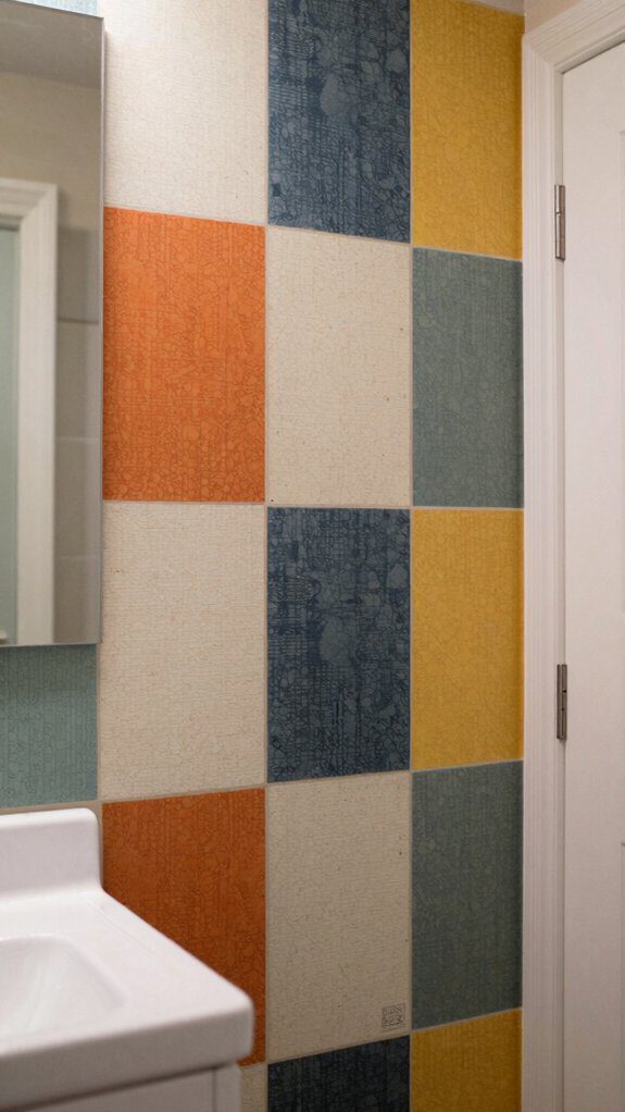 peel and stick bathroom wallpaper hack