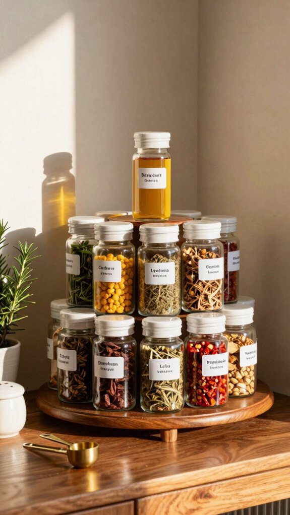 rotating corner cabinet spice organizer