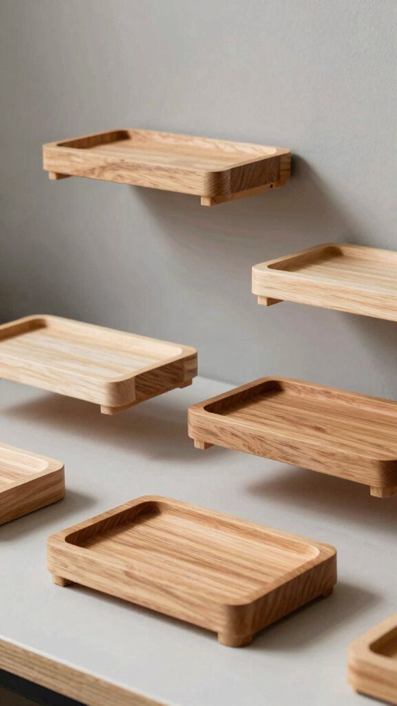 small oak floating gallery shelves