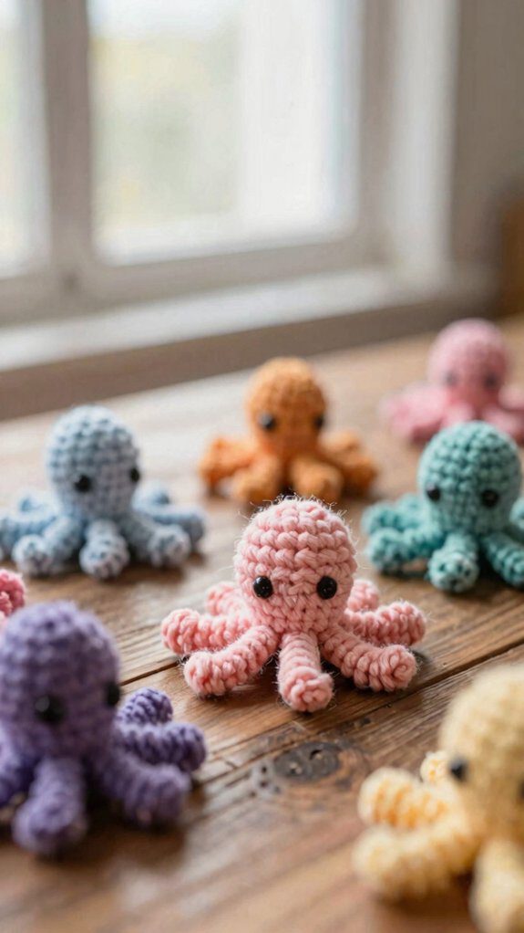 tiny scrap yarn octopi