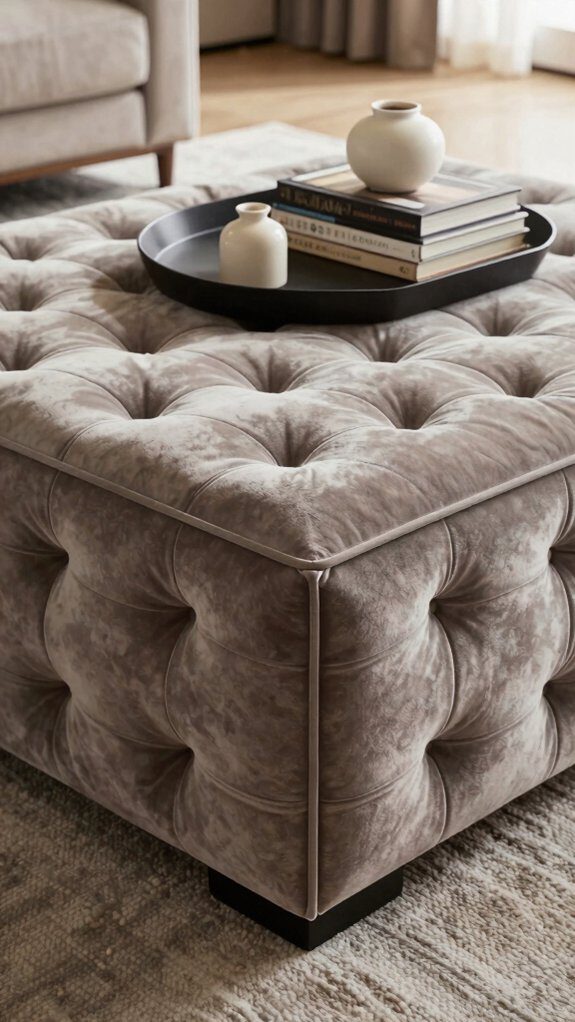 tufted oversized leather ottoman