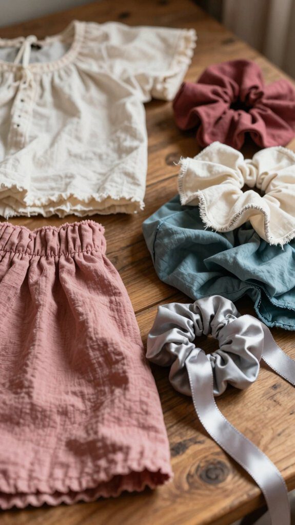 upcycled fabric hair scrunchies