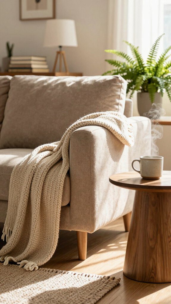 warm lamp light and rugs