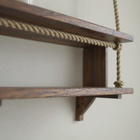 dark walnut jute rope shelf