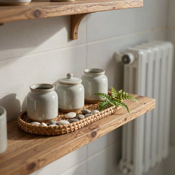 floating bathroom shelf for linen