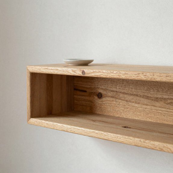 floating minimal wooden shelf