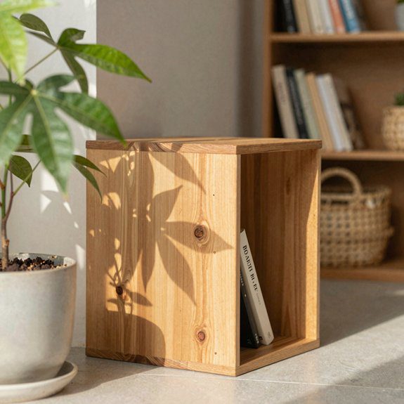 floating unfinished wood shelf