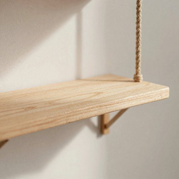 light wood rope shelf