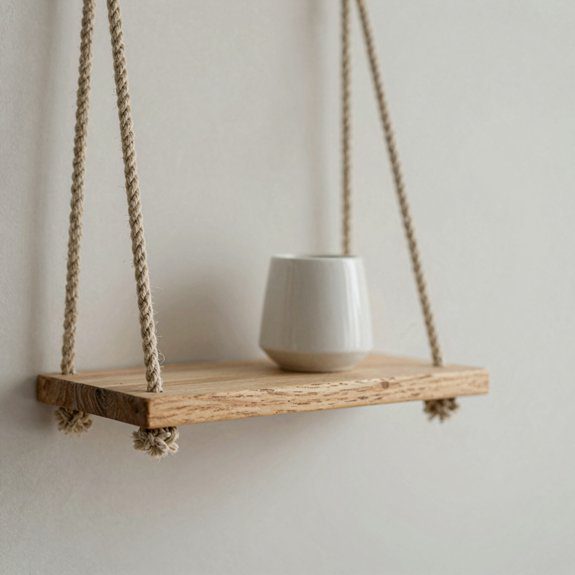 neutral minimal rope shelf