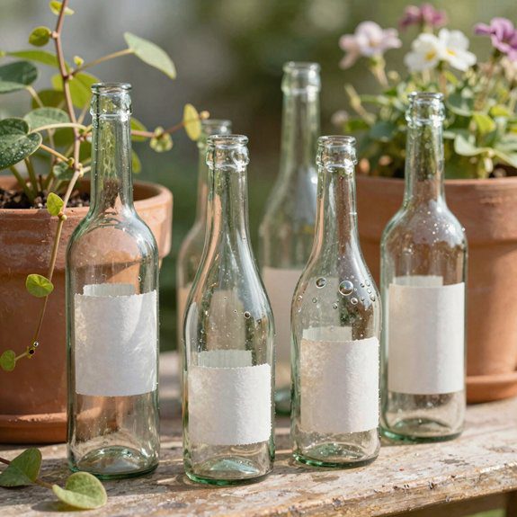 repurposed outdoor bottle planters