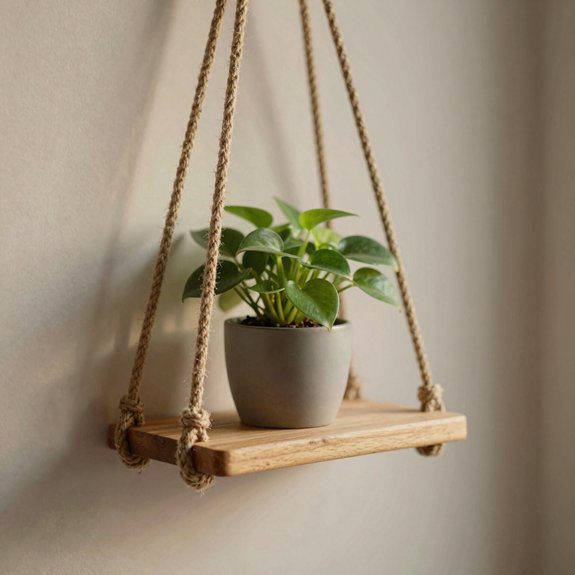 rope shelf for plant display