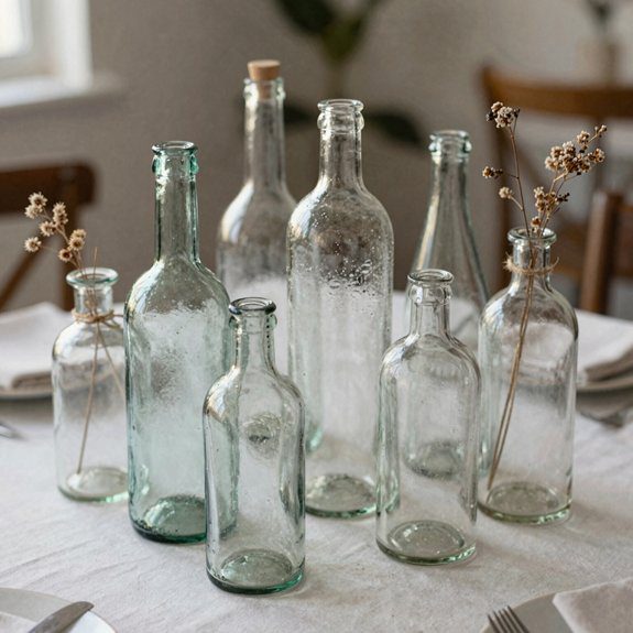 thrifted vintage bottle centerpiece