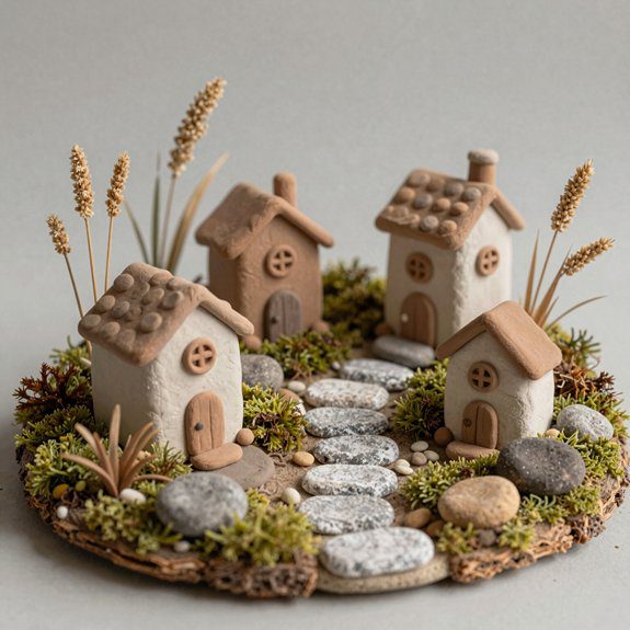 tiny air dry clay fairy homes