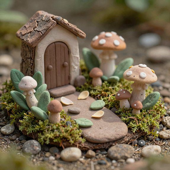 tiny clay fairy garden details