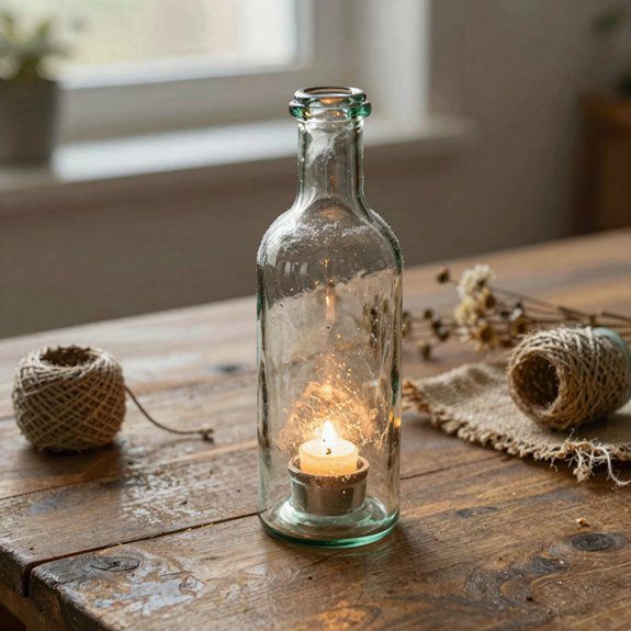 upcycled bottle tealight lantern