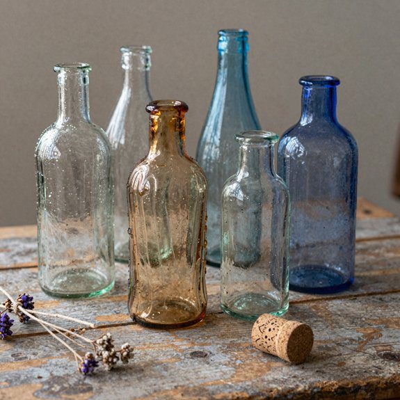 upcycled rustic glass bottle vases