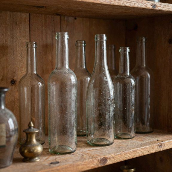 vintage bottles color sorted display