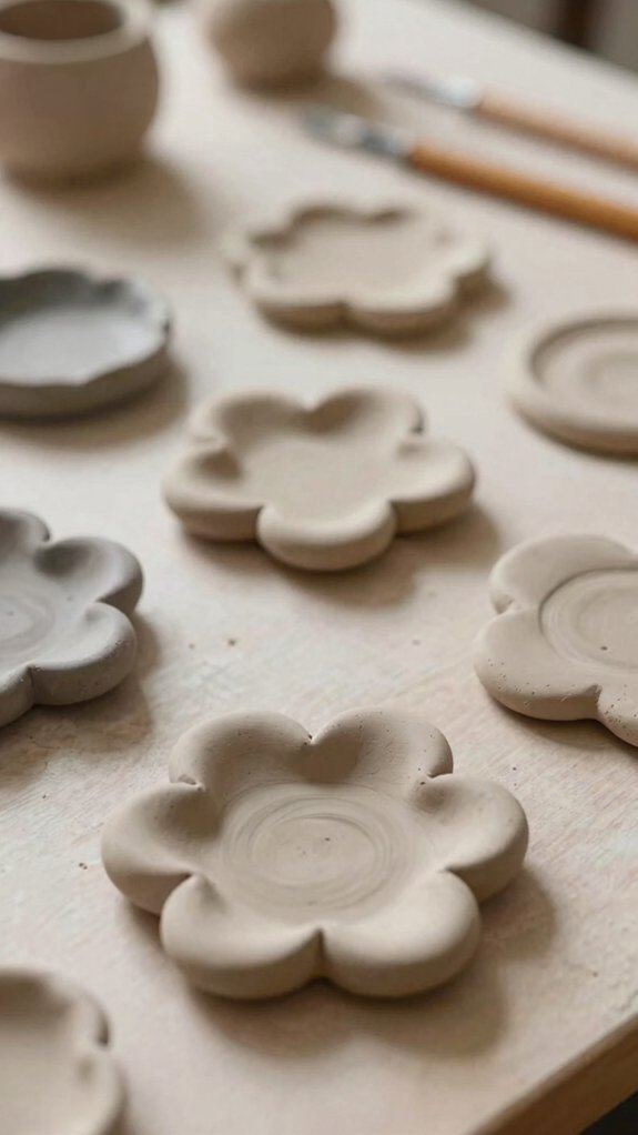 air dry clay flower coasters