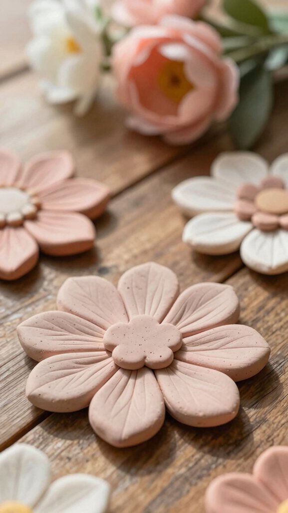 air dry clay flower coasters