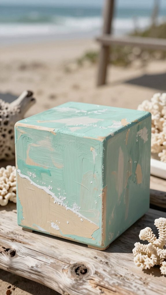 beach inspired seashell cube decor