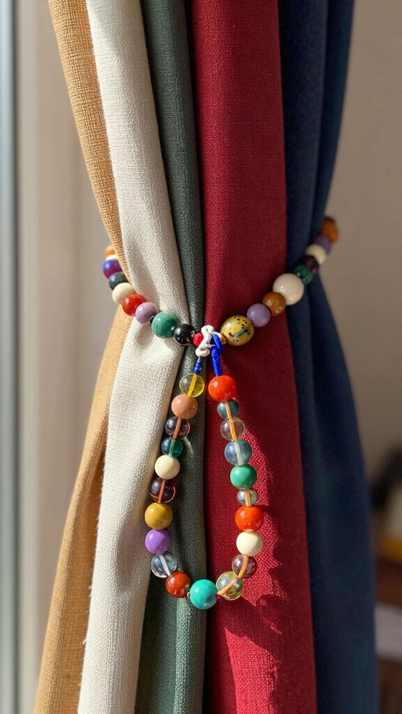 beaded curtain tiebacks diy