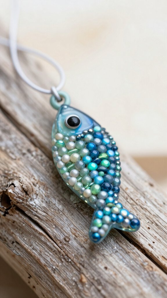beaded fish keychain charm